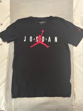 Boy’s Jordan Black Tee with Red Jumpman and White Lettering